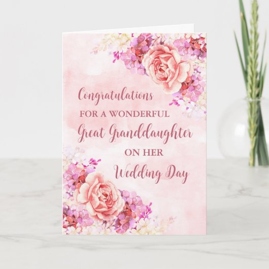 Carte Floral rose grand Mariage (Devant)