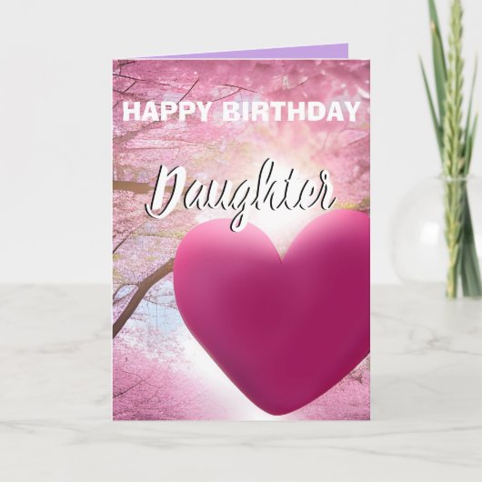 Carte Floral rose joyeuse fille d'anniversaire (Devant)