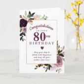 Carte Floral rose mauve 80e anniversaire (Fleur jaune)