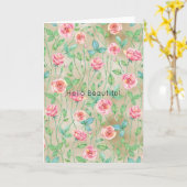 Carte Floral rose or (Fleur jaune)