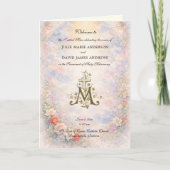 Carte Floral Roses Catholic Wedding Mass Program (Devant)