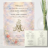 Carte Floral Roses Catholic Wedding Mass Program