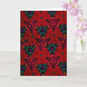 Carte Floral Rouge et bleu Kaleidoscope Ami Anniversaire