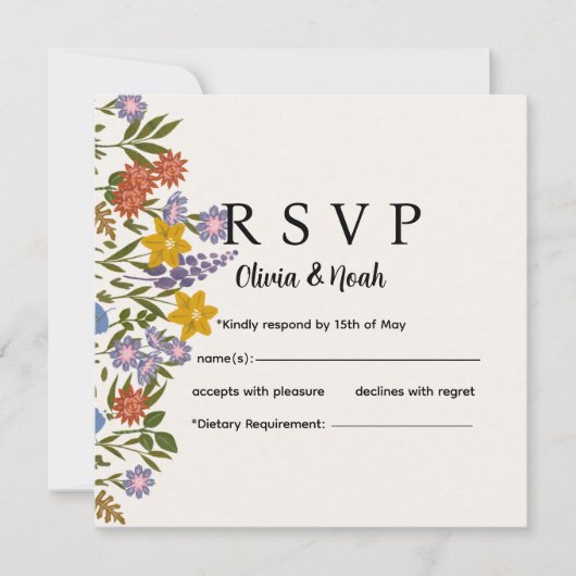 Carte Floral RSVP Card (Devant)