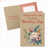 Carte Floral Rustic Mariage Félicitations orange