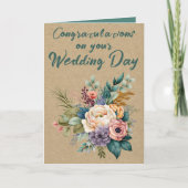 Carte Floral Rustic Mariage Félicitations vert (Devant)