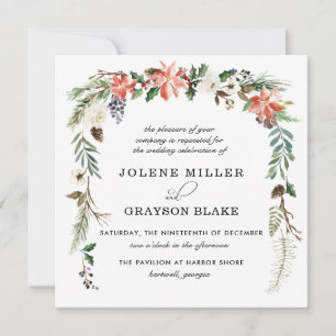 Carte Floral rustique   Mariage botanique d'hiver