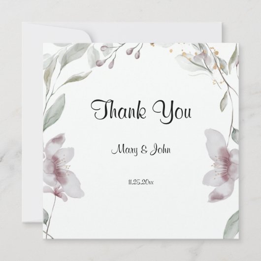 Carte Floral Script Love Heart Mariage (Devant)