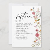 Carte Floral Seating Chart | Tableau Quinze (Devant)