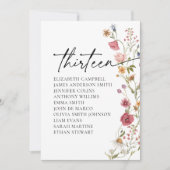 Carte Floral Seating Chart | Tableau Treize (Devant)