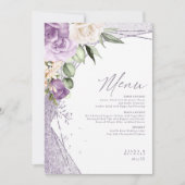 Carte Floral Sparkles Mariage Menu1 Mauve ID889 (Devant)