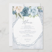 Carte Floral Sparkles Mariage Menu3 Blue ID889 (Devant)