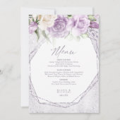 Carte Floral Sparkles Mariage Menu3 Mauve ID889 (Devant)
