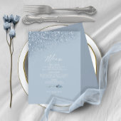 Carte Floral Sparkles Mariage Menu4 Blue ID889