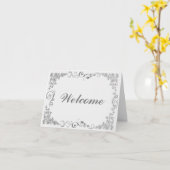 Carte Floral Swirl Boarder décoratif avec bienvenue (Fleur jaune)