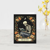 Carte Floral Tarot Card The Reader Skeleton Reading Book (Fleur jaune)