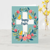 Carte Floral Teal Bird Circle Card (Fleur jaune)