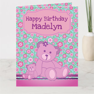 Carte Floral Teddy Bear Anniversaire