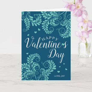Carte Floral Valentine (bleu & turquoise)