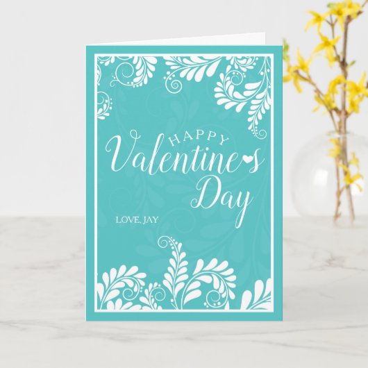 Carte Floral Valentine (Turquoise) (Fleur jaune)