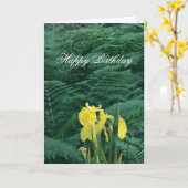 Carte Floral Yellow Iris and Fern "Happy Birthday" (Fleur jaune)