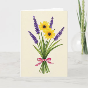 Carte florale à ruban rayé