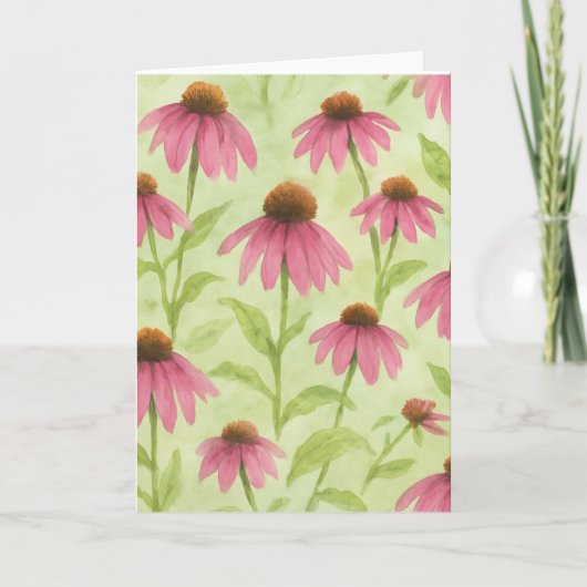 Carte florale aquarelle Cône rose (Devant)