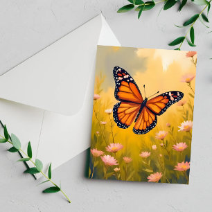Carte florale aquarelle du jardin de papillons mon