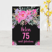 Carte florale aquarelle rose noir pour 75e anniver (Fleur jaune)