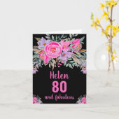 carte florale aquarelle rose noir pour 80e anniver (Fleur jaune)