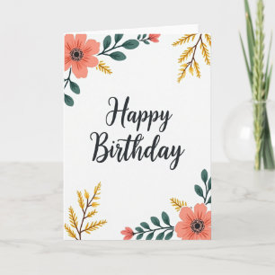 Carte florale artistique d'anniversaire