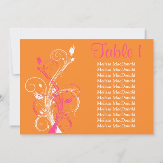 Carte Florale blanche rose orange 5x7 (Devant)