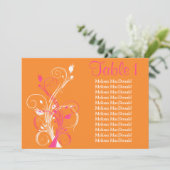 Carte Florale blanche rose orange 5x7 (Debout devant)