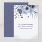 Carte Florale Bleue de Baptême (Devant / Derrière)