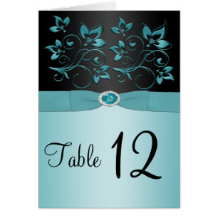 Carte florale bleue et noire de nombre/menu de
