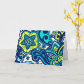 Carte florale bleue et verte (Fleur jaune)