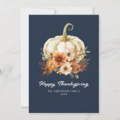 carte florale bon thanksgiving bleu marine (Devant)