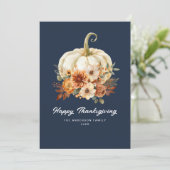 carte florale bon thanksgiving bleu marine (Debout devant)