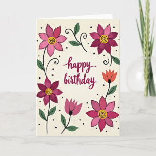 Carte florale célébrant à pois