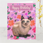 carte florale chat argenté (Fleur jaune)