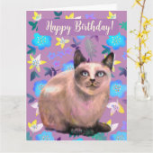 carte florale chat argenté (Fleur jaune)