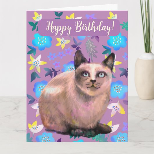 carte florale chat argenté (Devant)