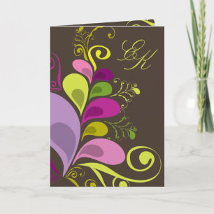 Carte florale colorée de faire-part de mariage de
