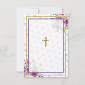 Carte florale croisée sainte religieuse de baptême (Dos)