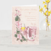 Carte Florale d'anniversaire avec chaussures, sac (Fleur jaune)