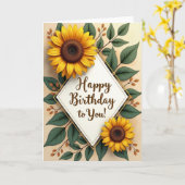 Carte florale d'anniversaire chaleureuse (Fleur jaune)