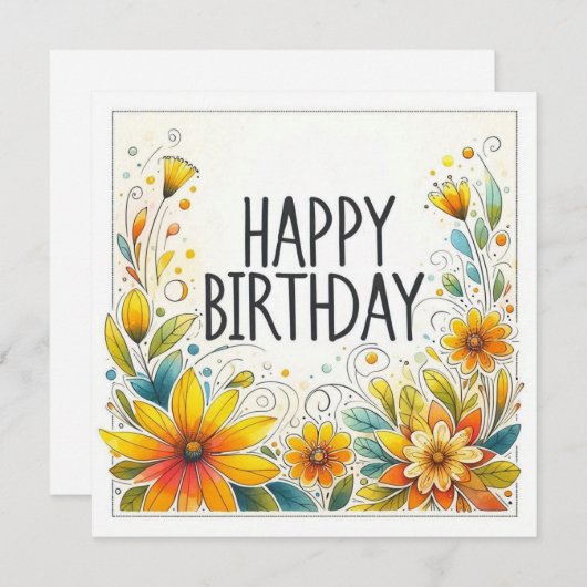 carte florale d'anniversaire heureuse (Devant / Derrière)