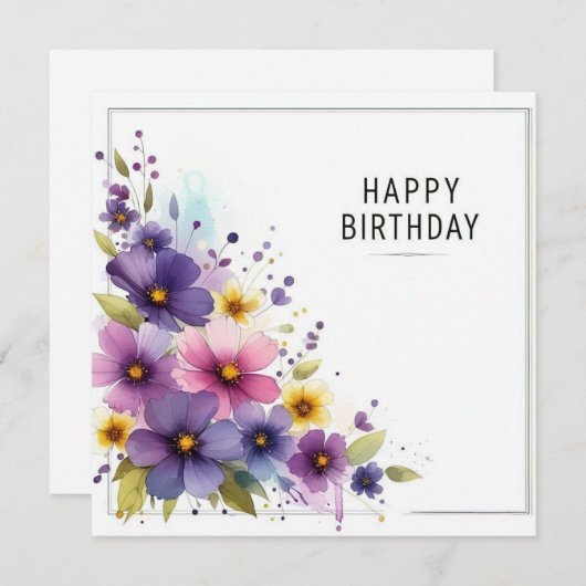 carte florale d'anniversaire heureuse (Devant / Derrière)