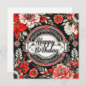 carte florale d'anniversaire heureuse (Devant / Derrière)