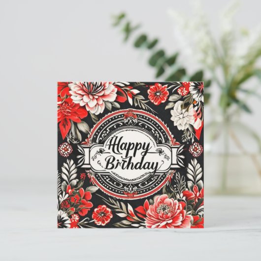 carte florale d'anniversaire heureuse (Debout devant)